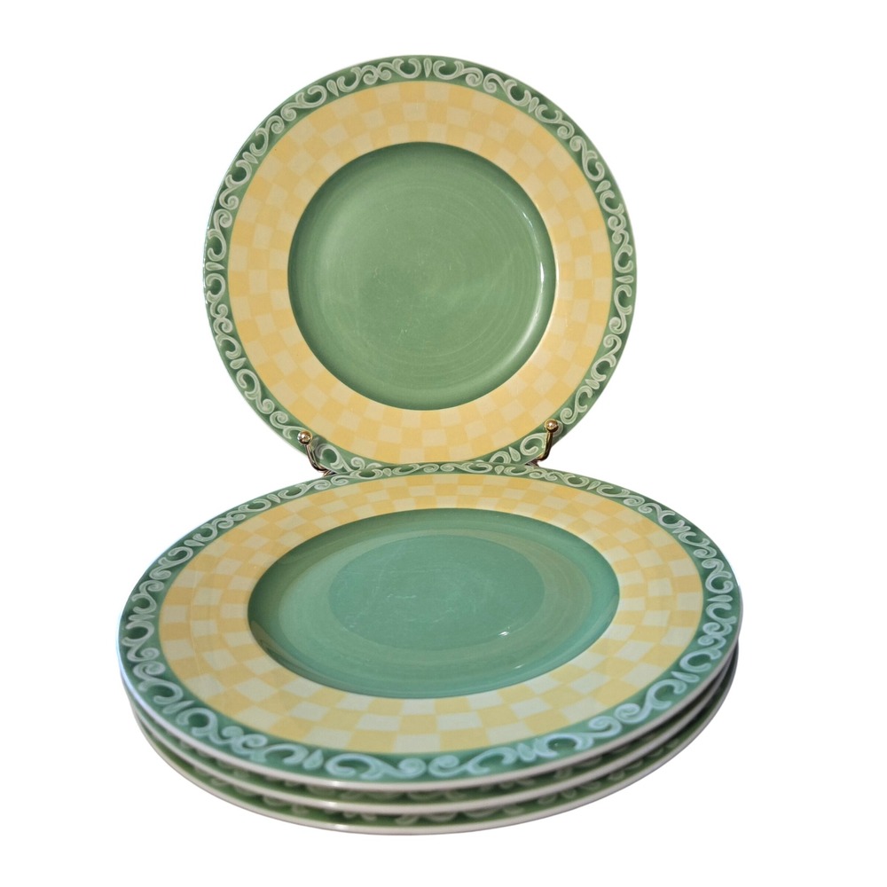 Villeroy & Boch Switch Summerhouse Acacia Salad Plates Set of 4 Green Yellow